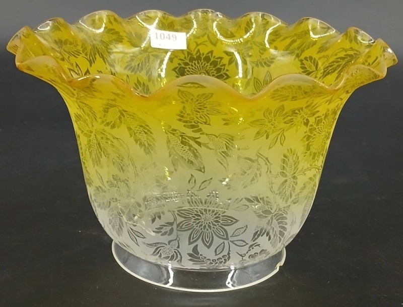 Yellow Victorian Acid-Etched Glass Lamp Shade