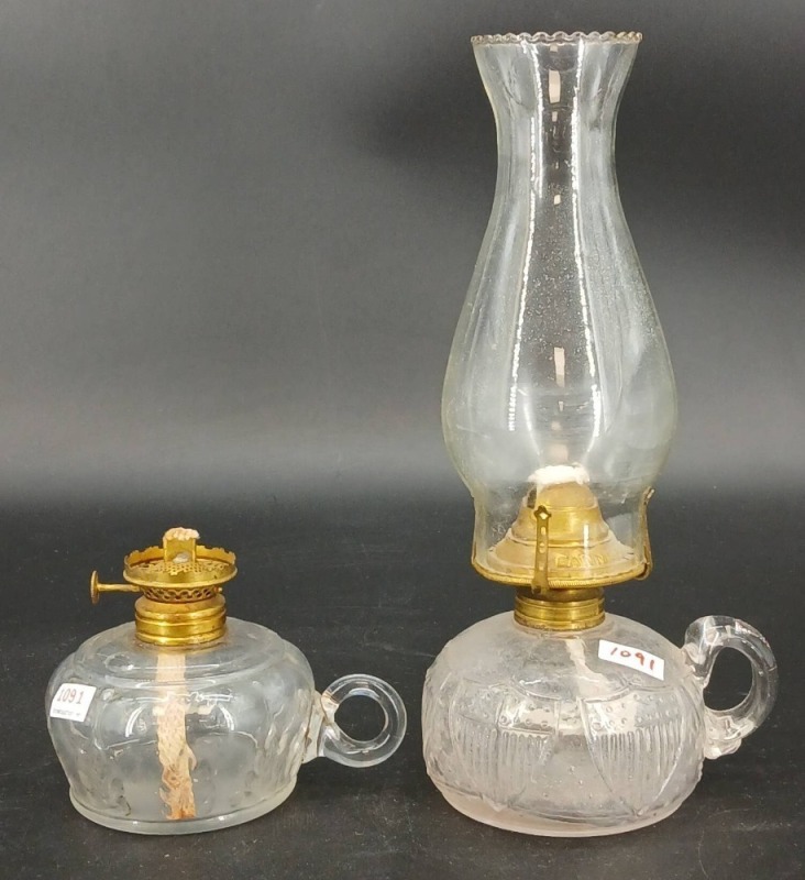 (2) EAPG Finger-hold Oil Lamps