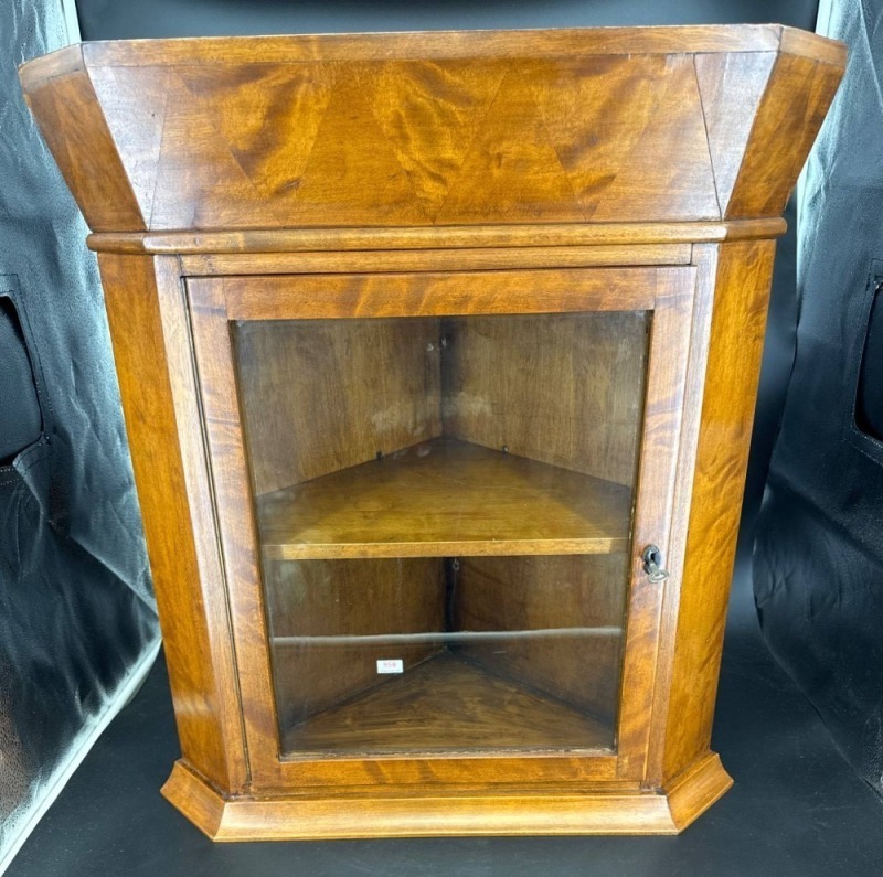 Wooden Table-Top Corner Display Cabinet With Key