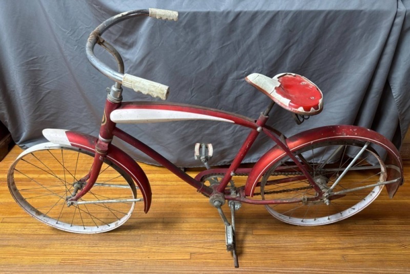 Red Sears Bicycle with Distressed Finish