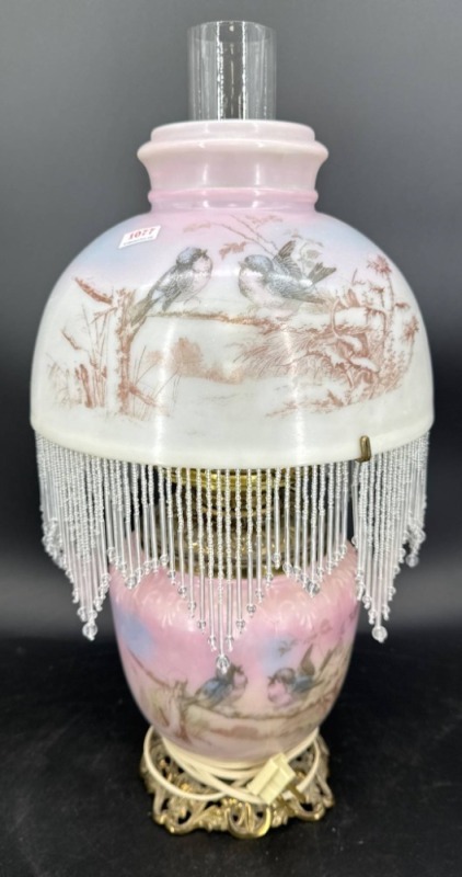 Wavecrest-Style Lamp with Bird Motif