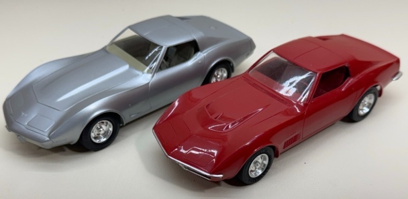 (2) Plastic Corvette Promo Cars
