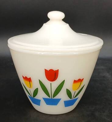 Anchor Hocking Fire-King Milk Glass Tulip Canister Set - 4