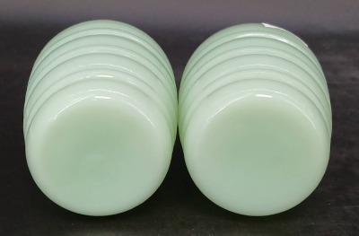 Green Jadite Salt and Pepper, and Flour Jar - 13