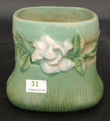Roseville Pottery Gardenia 656-3" Planter, green