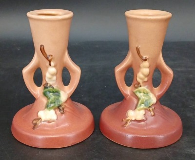 Roseville Pottery Snowberry 1CS-2" Pair of Candlesticks - 3