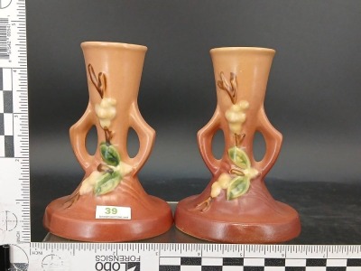 Roseville Pottery Snowberry 1CS-2" Pair of Candlesticks - 9