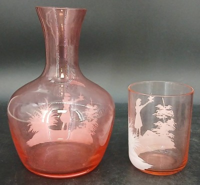 Mary Gregory Style Cranberry Tumble-Up - 4