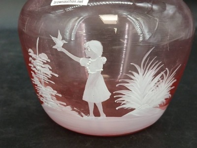 Mary Gregory Style Cranberry Tumble-Up - 8