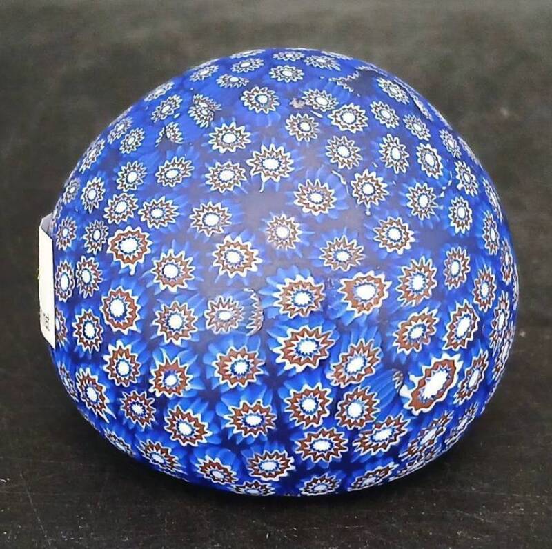 Blue Millefiori Glass Paperweight