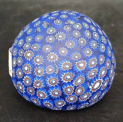Blue Millefiori Glass Paperweight