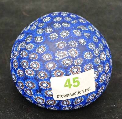Blue Millefiori Glass Paperweight - 3