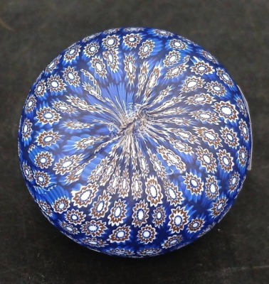 Blue Millefiori Glass Paperweight - 4