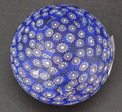 Blue Millefiori Glass Paperweight - 5