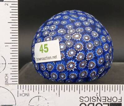 Blue Millefiori Glass Paperweight - 6