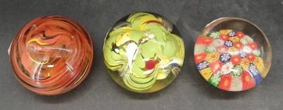 (3) Hand Blown Glass Paperweights - 2