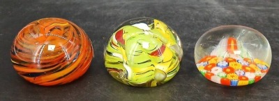 (3) Hand Blown Glass Paperweights - 3