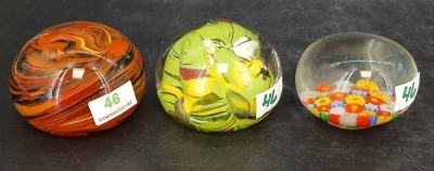 (3) Hand Blown Glass Paperweights - 4