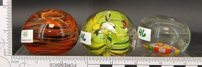 (3) Hand Blown Glass Paperweights - 11