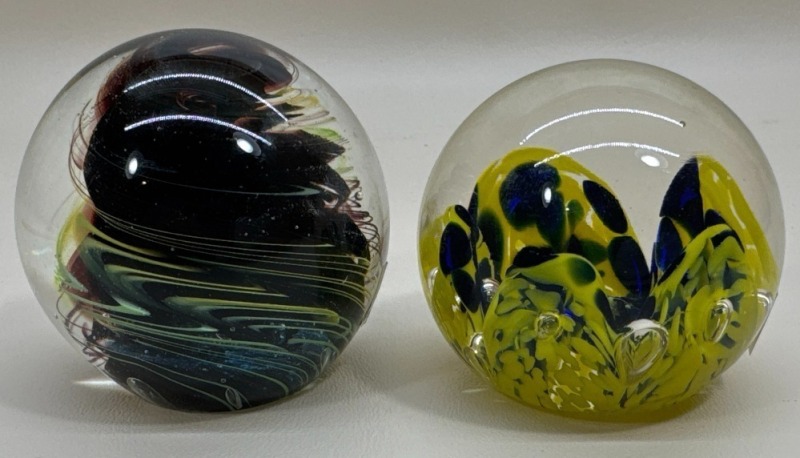 (2) Art Glass Paperweights
