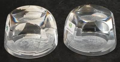 (2) Lucite Coin Paperweights (1 damaged) - 2