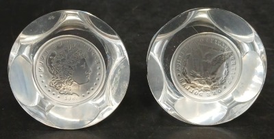 (2) Lucite Coin Paperweights (1 damaged) - 6