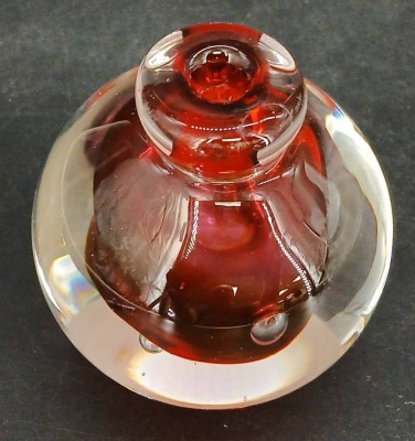 Signed Rollin Karg Art Glass Paperweight - 4