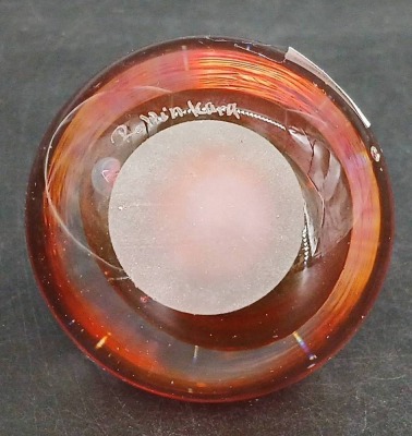 Signed Rollin Karg Art Glass Paperweight - 5