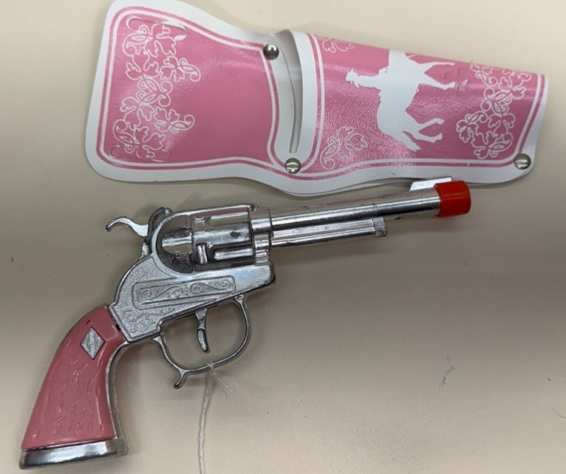 Hubley Cowgirl Cap Gun Toy Revolver with Pink Holster