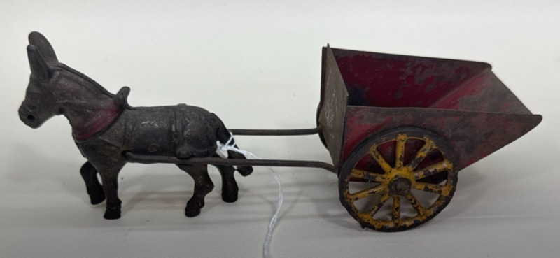 Cast Iron Donkey and Cart Pull Toy