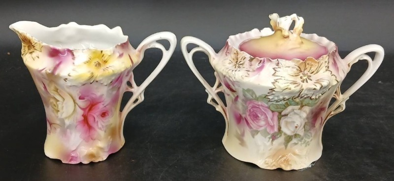 RS Prussia Carnation Mold Creamer and Sugar