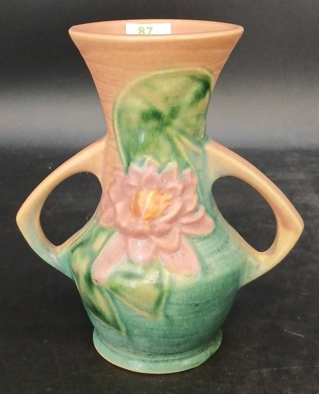 Roseville Pottery Water Lily 73-6" Vase