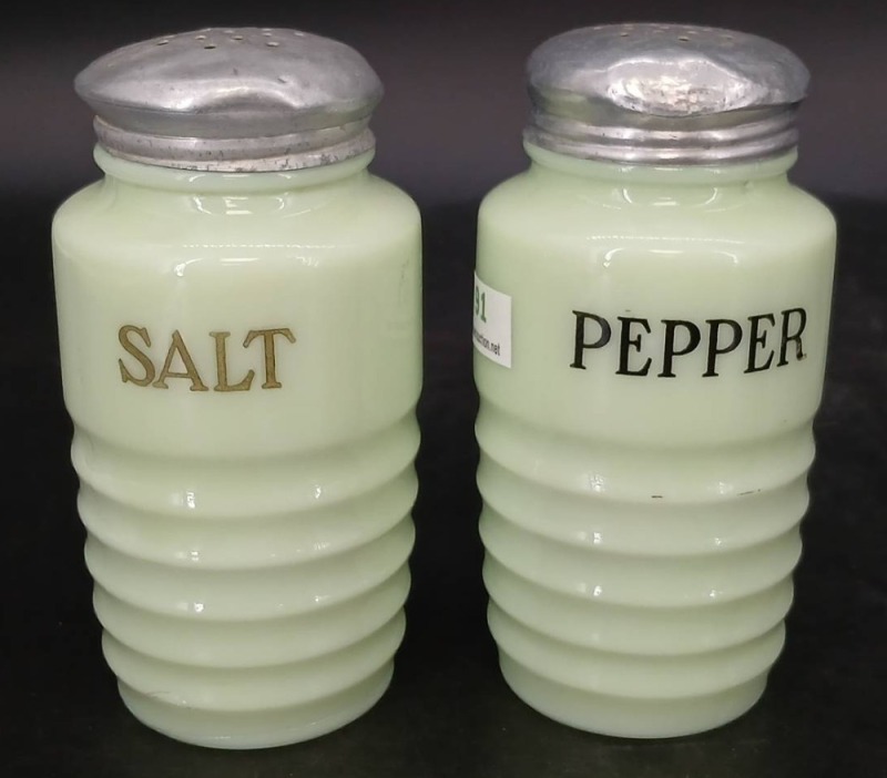 Jeanette Glass Co. Jadite Salt and Pepper Shakers