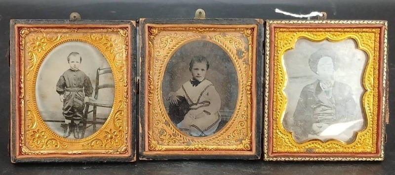 2 Tintype Photos and 1 Daguerreotype in Cases