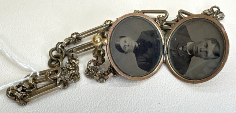 Gold-Tone Double Photo Locket with Chain