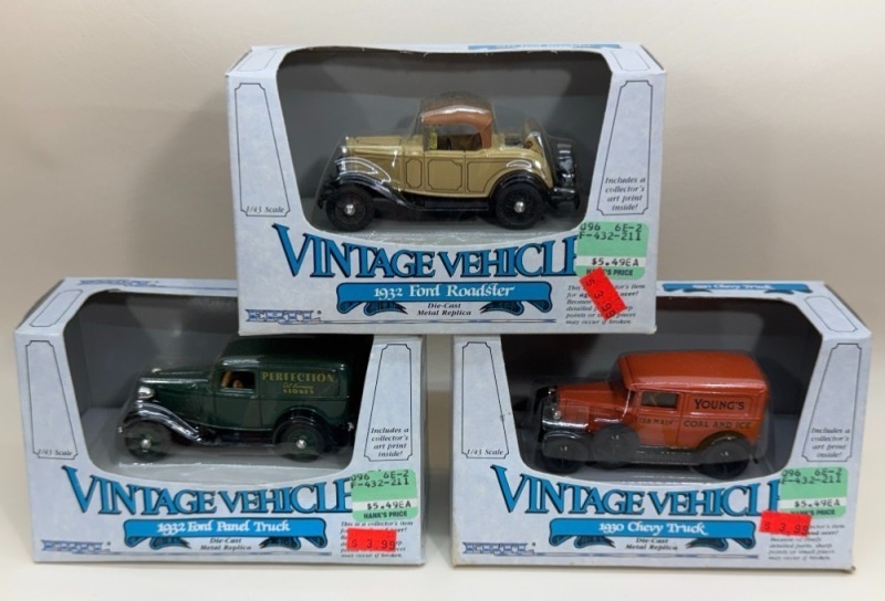 (3) Ertl Vintage Vehicles Die-Cast Replicas, original boxes