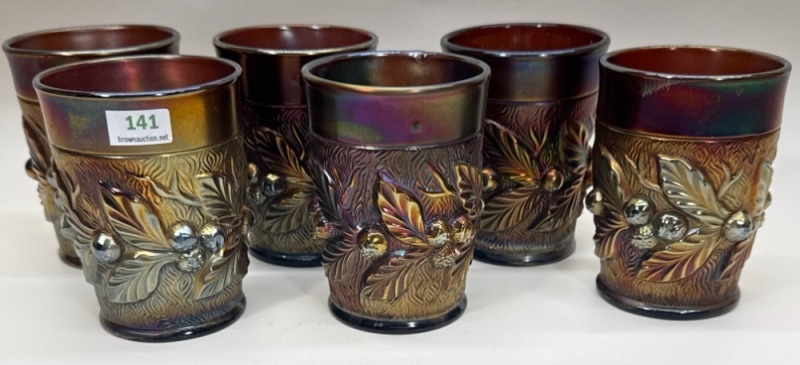 (6) Carnival Glass 4"h Tumblers