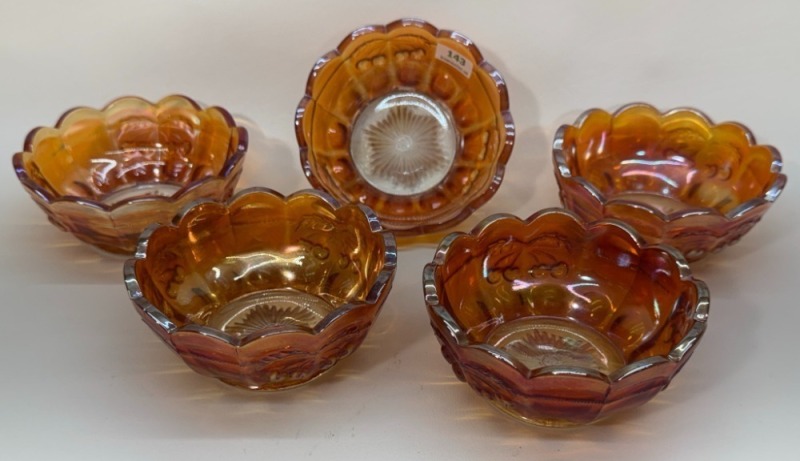 (5) Carniva Glass 4" Berry Bowls
