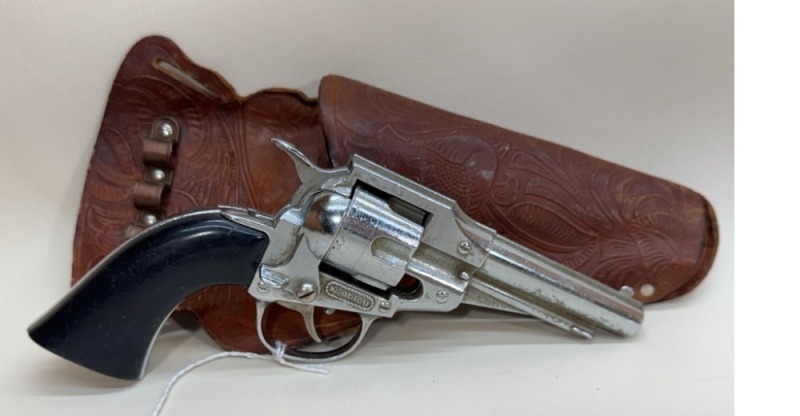 Hubley Cap Gun Revolver with Leather Holster