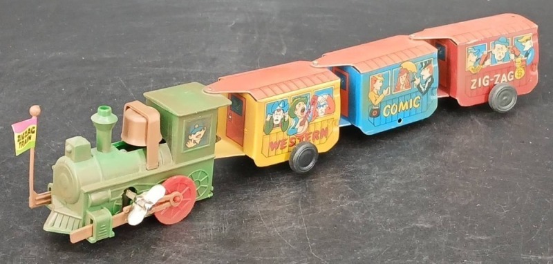 Zig-Zag Train Wind-Up Tin Toy China