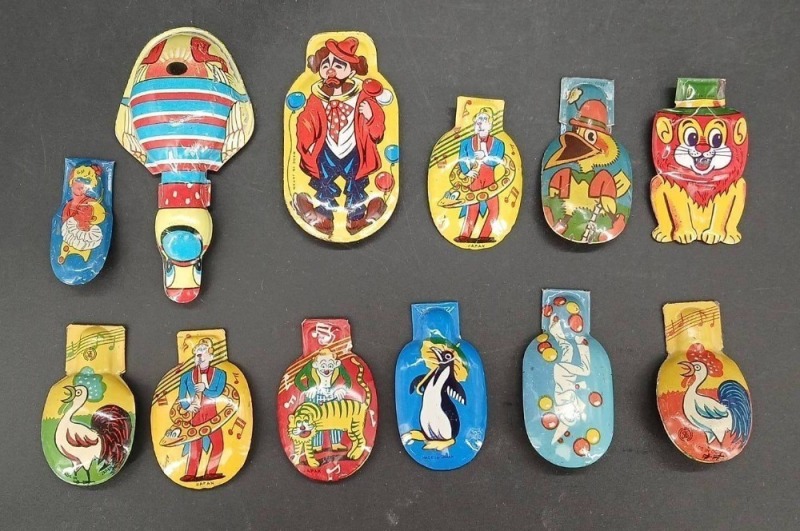 (12) Vintage Tin Litho Noise Makers