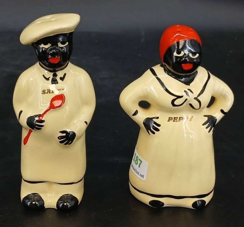Black Americana Salty and Peppy Ceramic Shaker Set