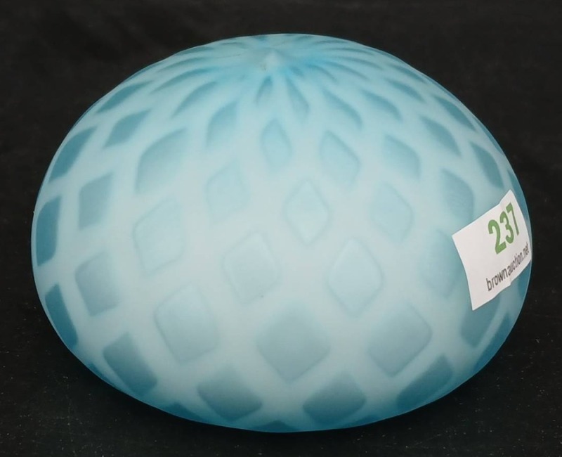 Blue Satin Diamond Quilt Glass Paperweight