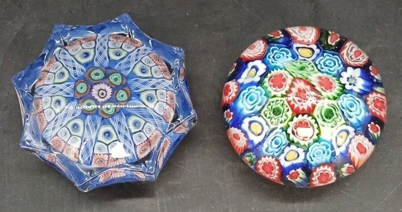 (2) Millefiori Art Glass Paperweights