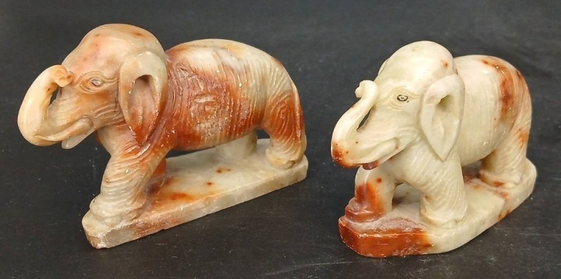 (2) Soapstone Elephant Figurines