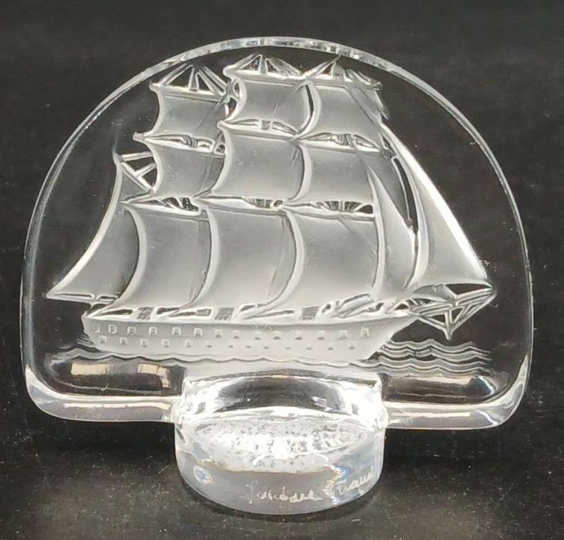 Lalique Crystal Sailing Ship Paperweight