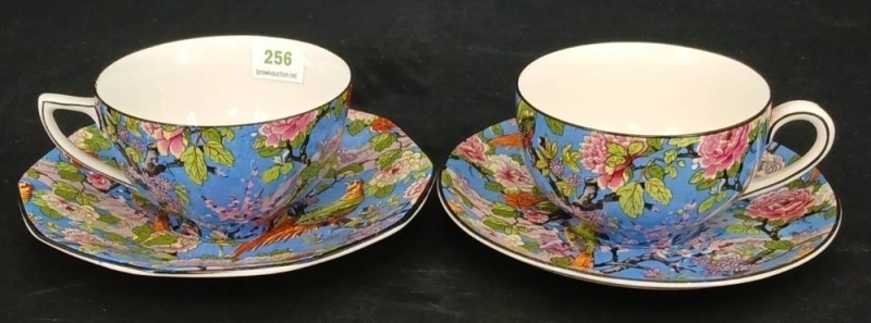 Crown Ducal Blue Chintz Cup and Saucer Pair