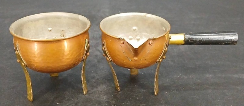 Copper and Brass Pots with Legs