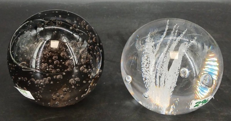(2) Large Glass Paperweights