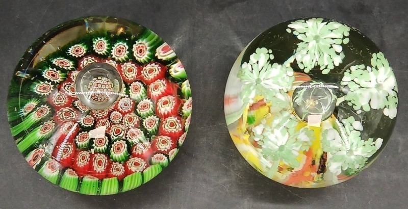 (2) Art Glass Paperweights